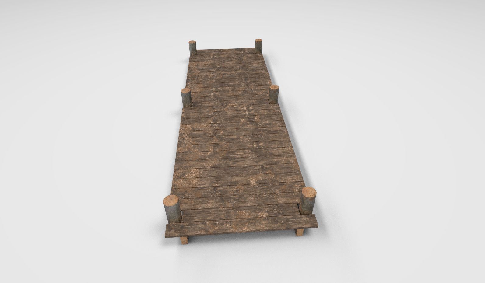 Wooden Park Deck floor Low-poly 3D model_3