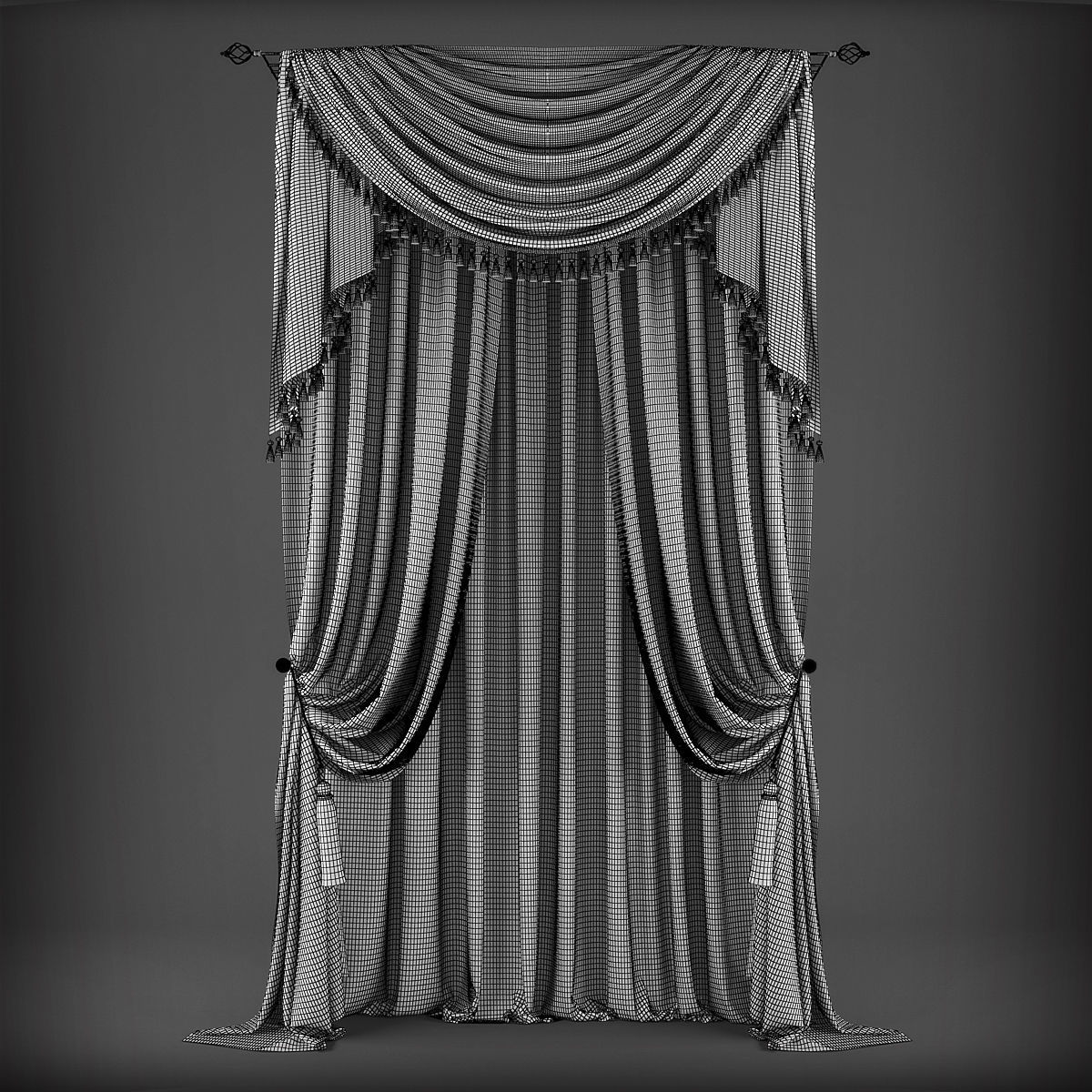 Curtain 3D model 343 Low-poly 3D model_1