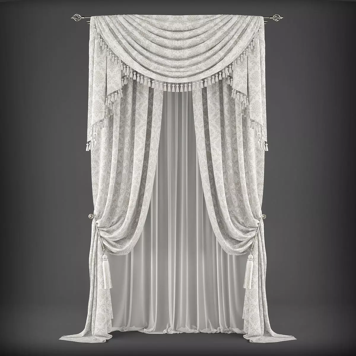 Curtain 3D model 343 Low-poly 3D model_0