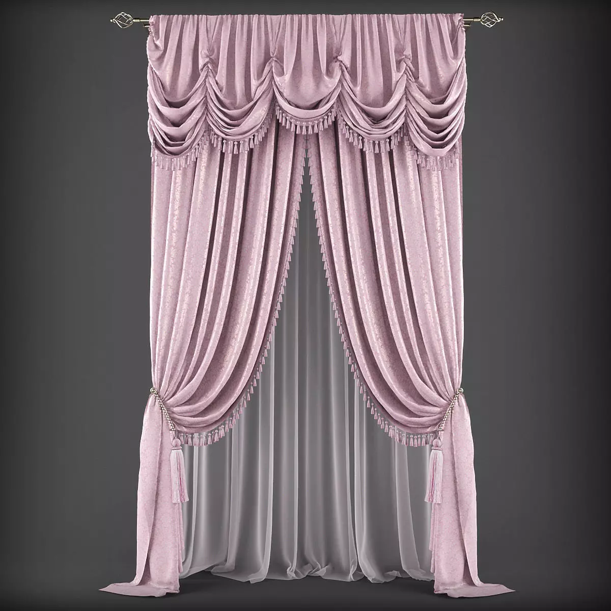Curtain 3D model 344 Low-poly 3D model_0