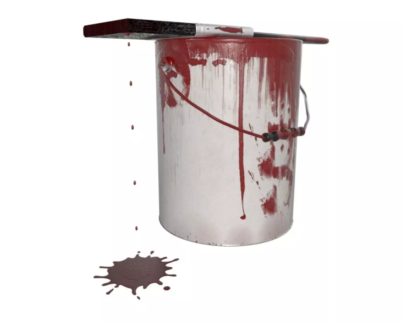 DIY Paint can and brush 3D model_0