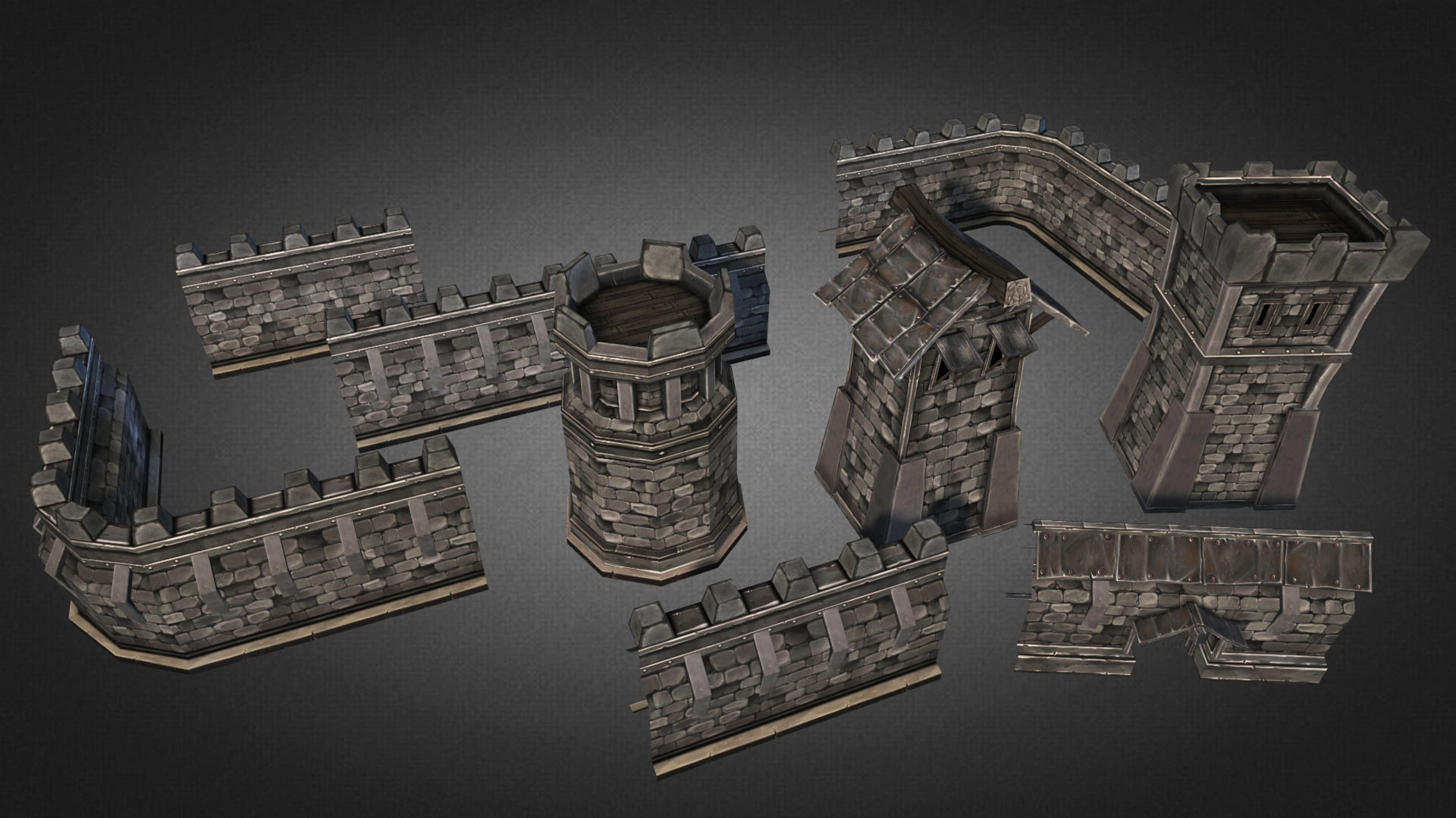 Fantasy Stone Castle Pack Low-poly 3D model_4