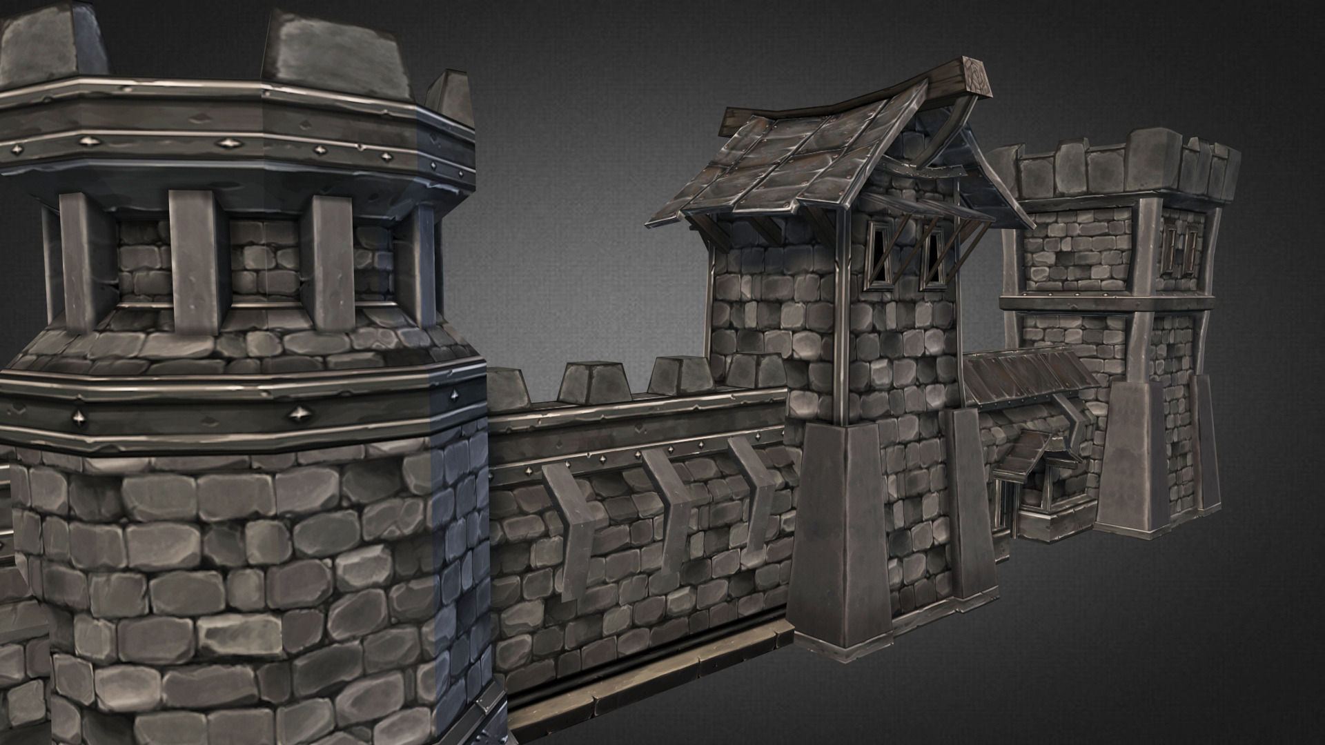 Fantasy Stone Castle Pack Low-poly 3D model_2