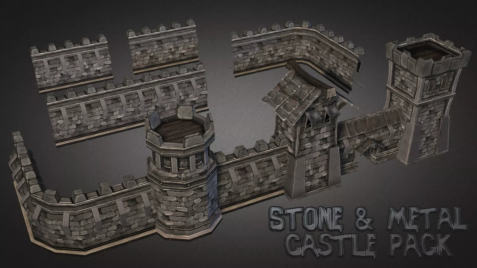 Fantasy Stone Castle Pack Low-poly 3D model_0