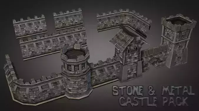 Fantasy Stone Castle Pack Low-poly 3D model