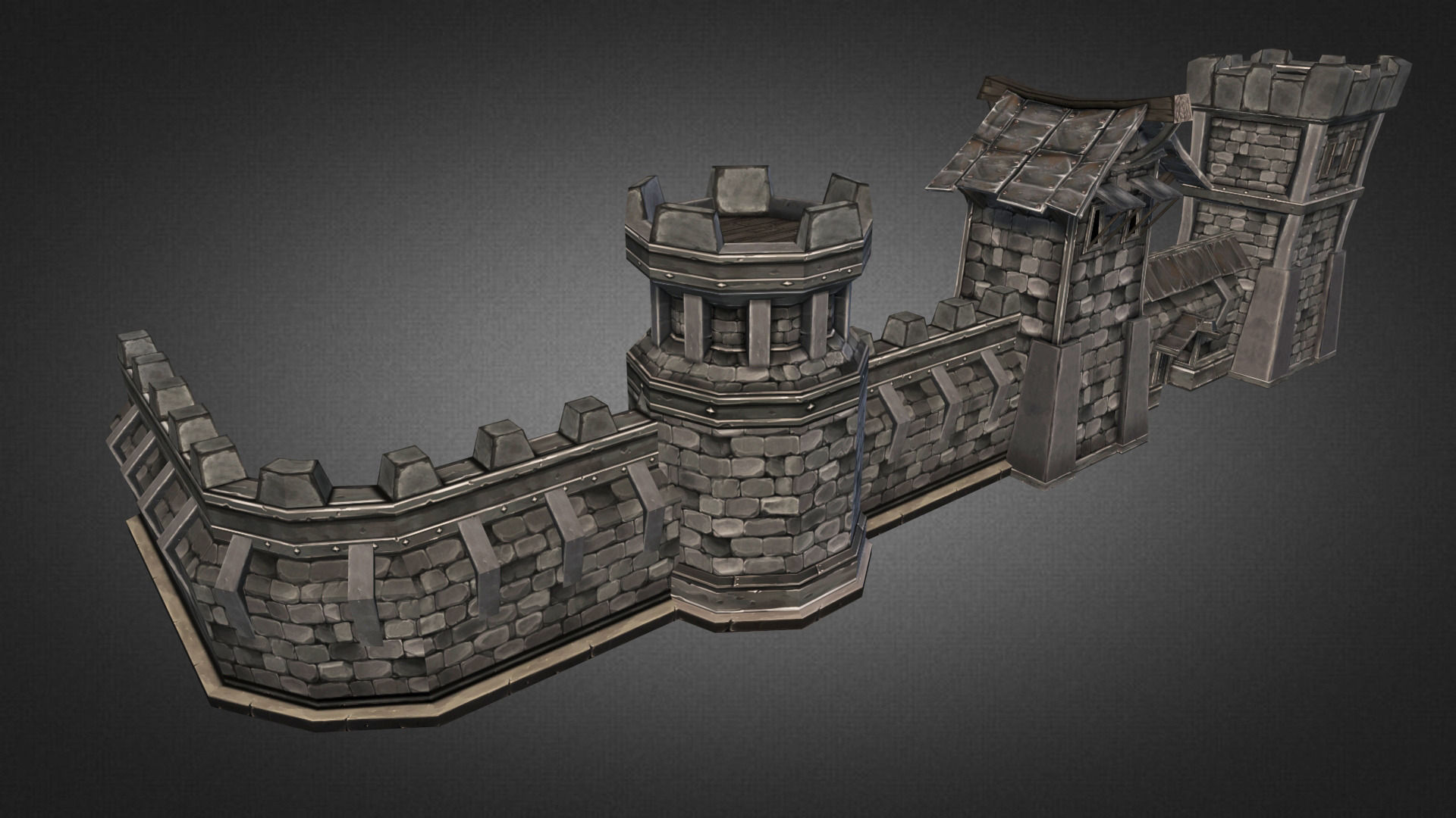 Fantasy Stone Castle Pack Low-poly 3D model_5