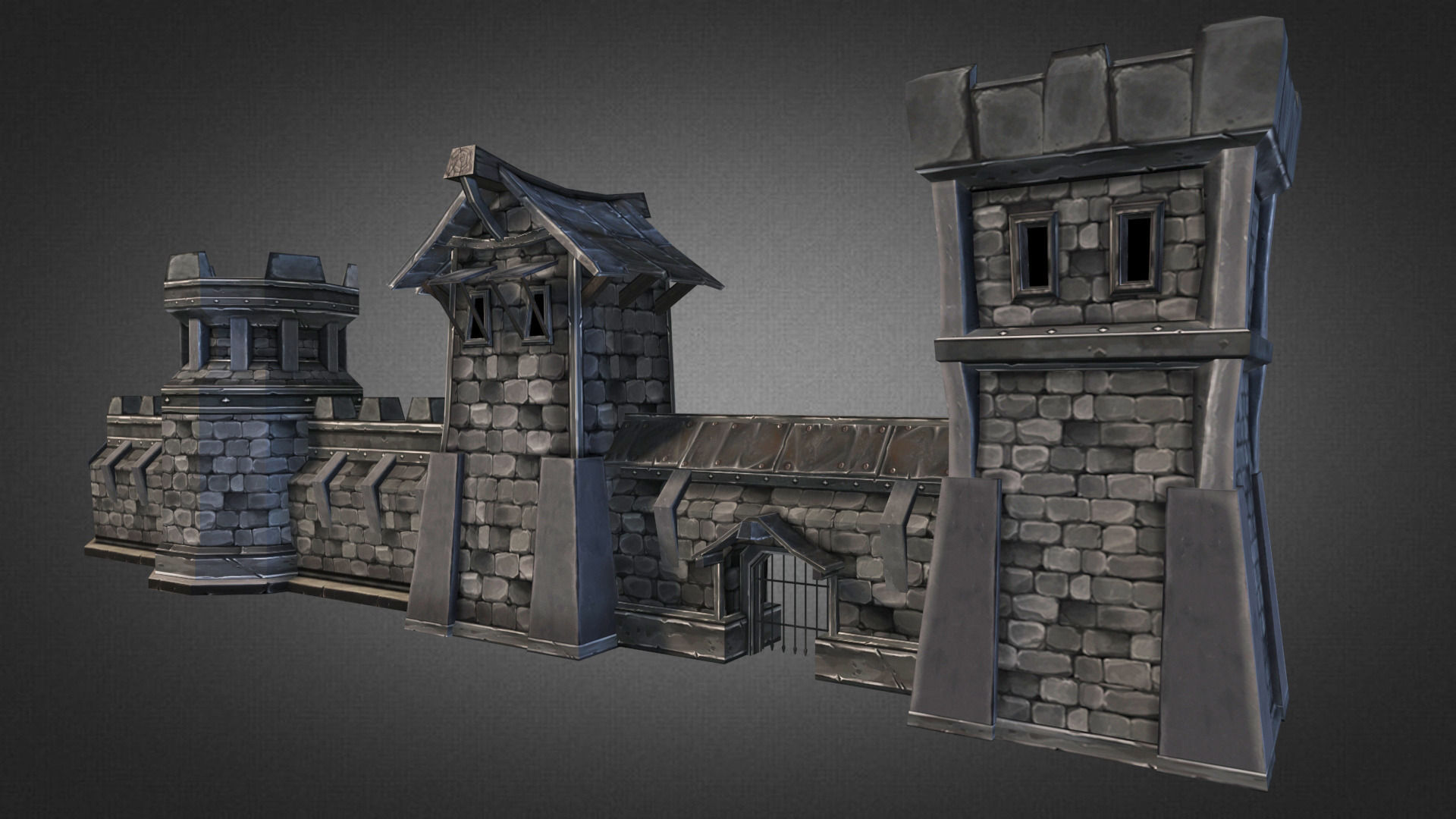 Fantasy Stone Castle Pack Low-poly 3D model_1
