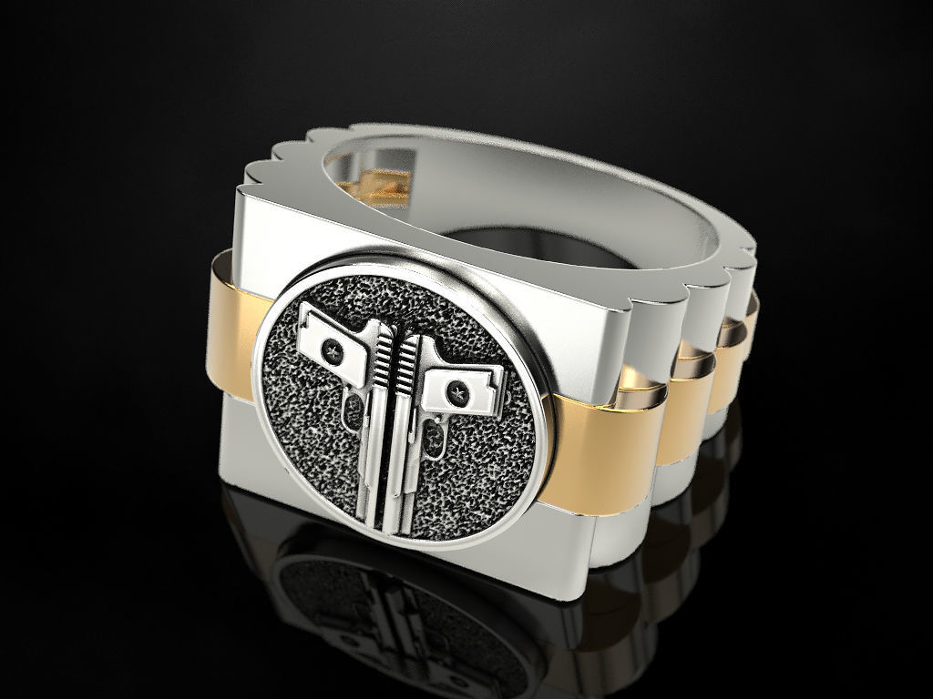 Ring Two Pistols 3D print model_6