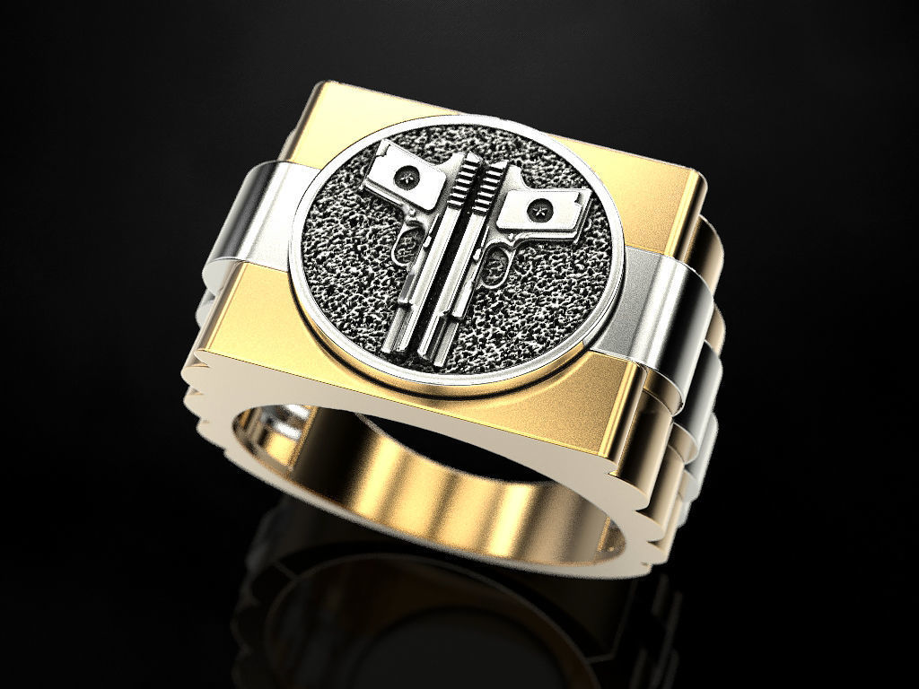 Ring Two Pistols 3D print model_1