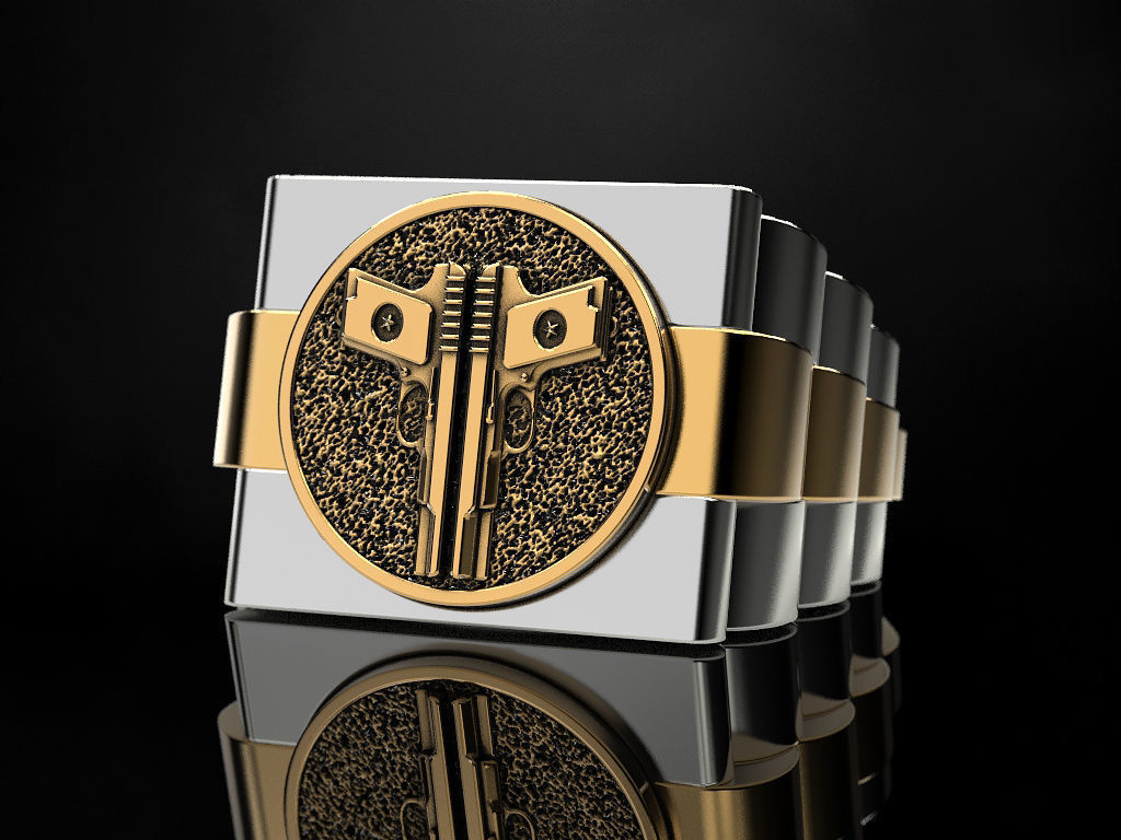 Ring Two Pistols 3D print model_13