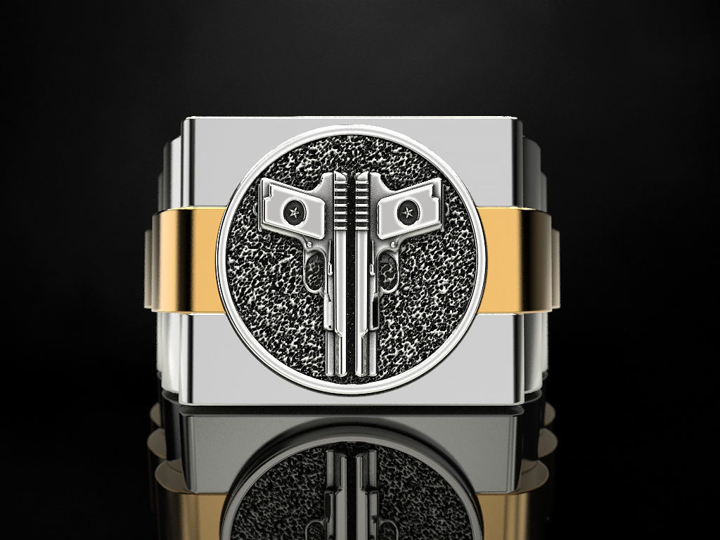 Ring Two Pistols 3D print model_4