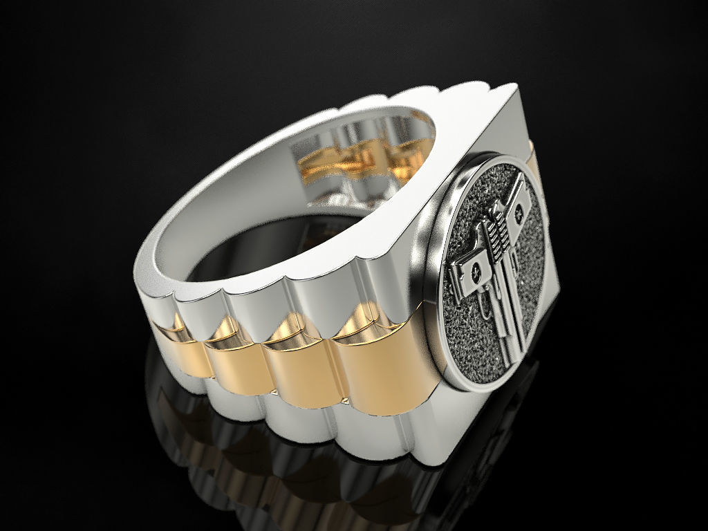 Ring Two Pistols 3D print model_7