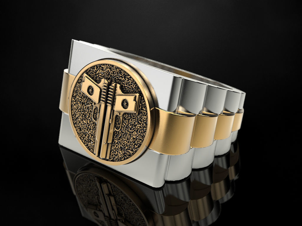 Ring Two Pistols 3D print model_9