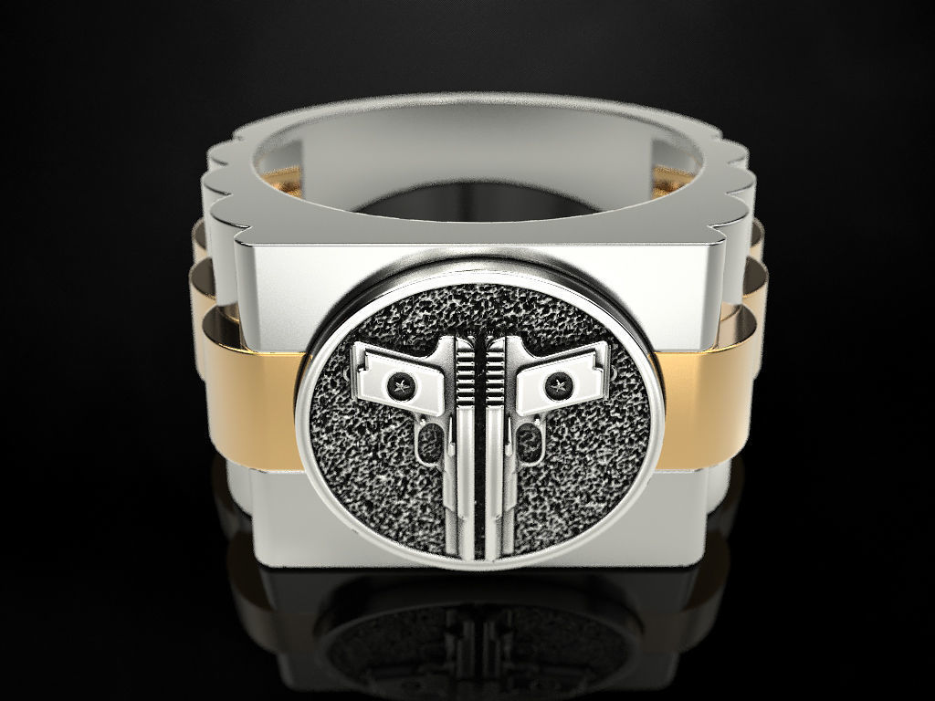 Ring Two Pistols 3D print model_5