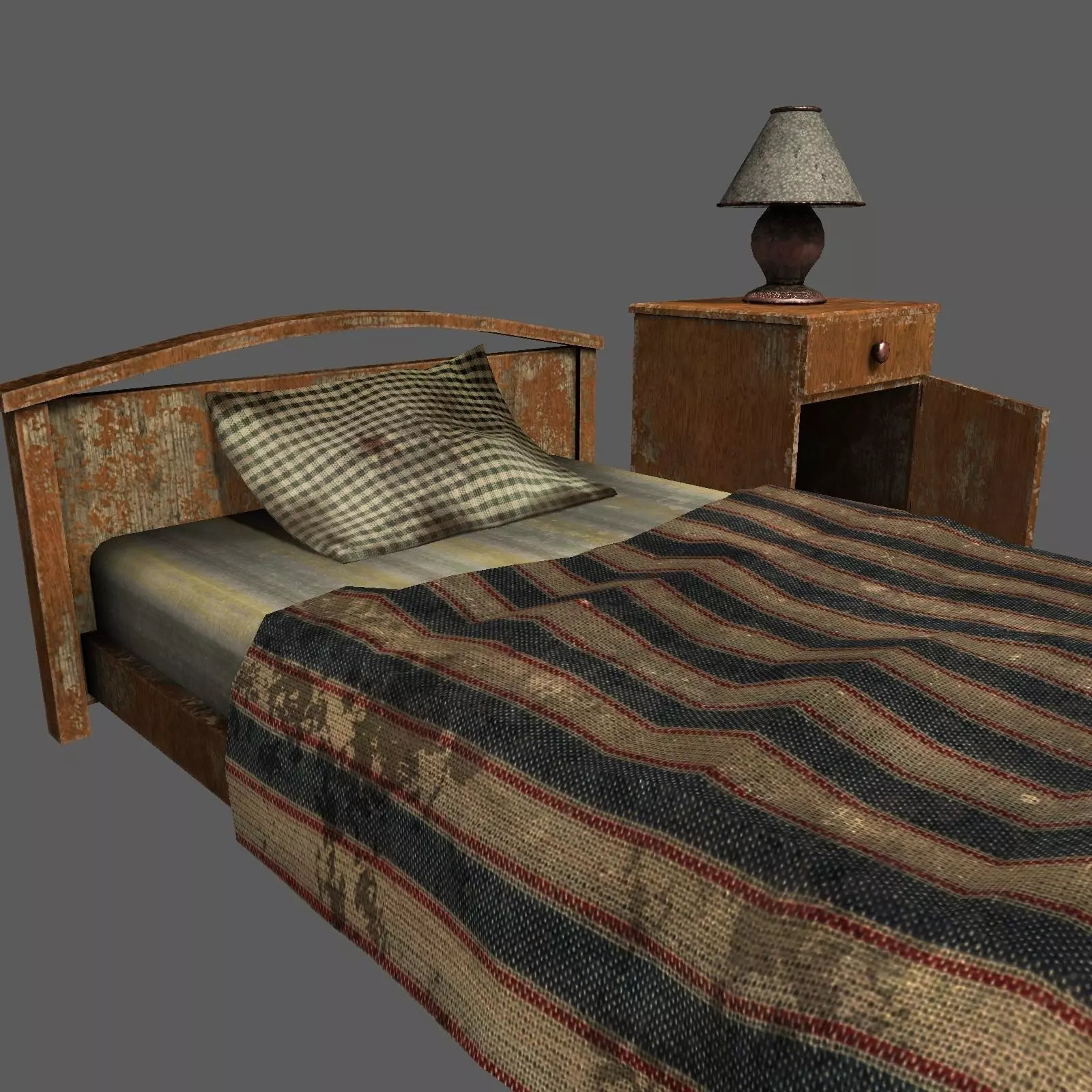 Old Bed Lamp and Bedside Table Pack Free low-poly 3D model