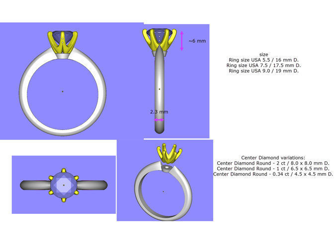 Engagement ring set 0068 3D print model_11
