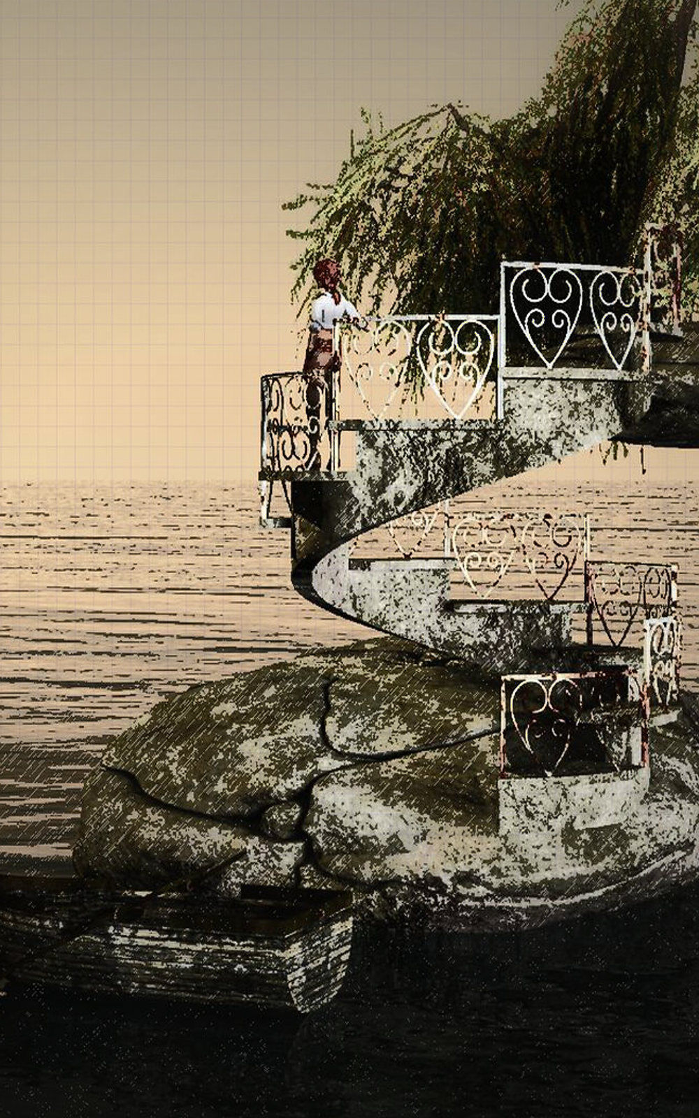 3 stairs spiral staircase 3D model_3