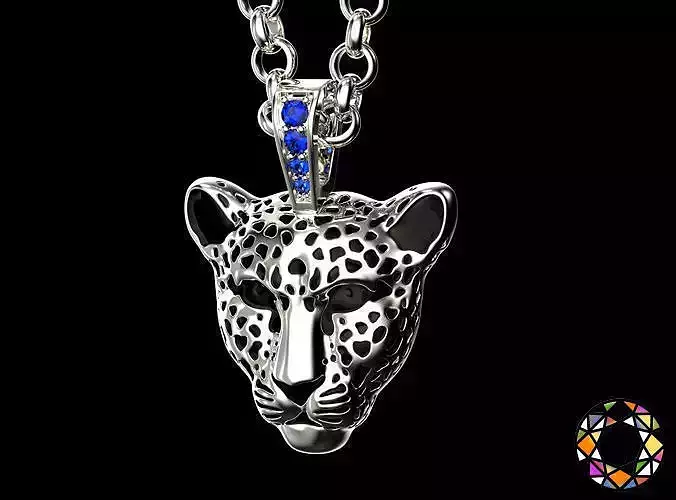 Light leopard pendant with enamel 0076 v2