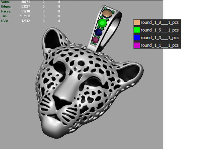 Light leopard pendant with enamel 0076 v2 3D print model_12