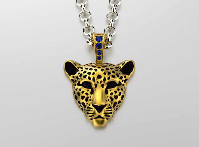 Light leopard pendant with enamel 0076 v2 3D print model_3