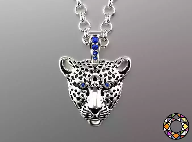 Light leopard pendant with enamel 0076 v3