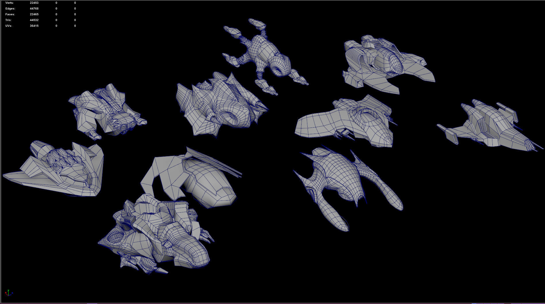 Space fighter collection - PBR  - VR Low-poly 3D model_2