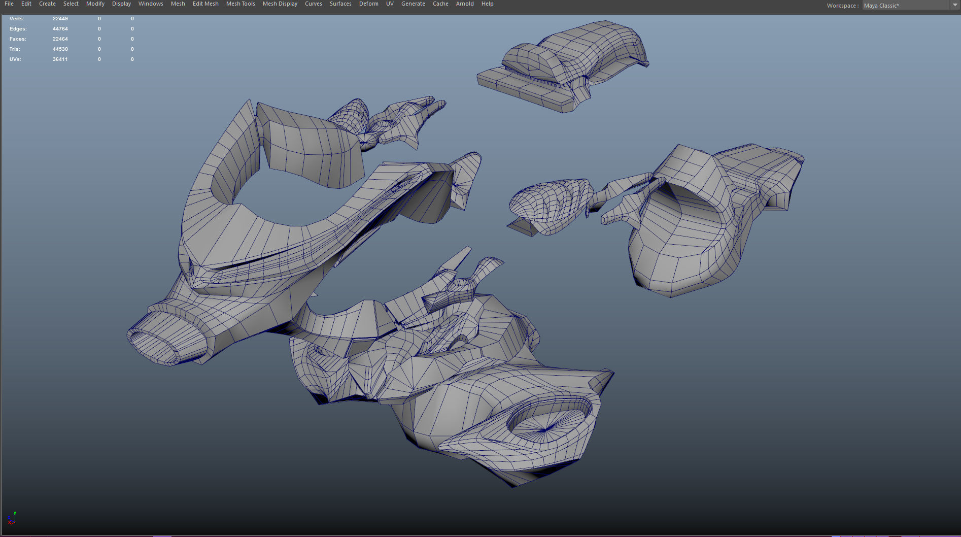 Space fighter collection - PBR  - VR Low-poly 3D model_23