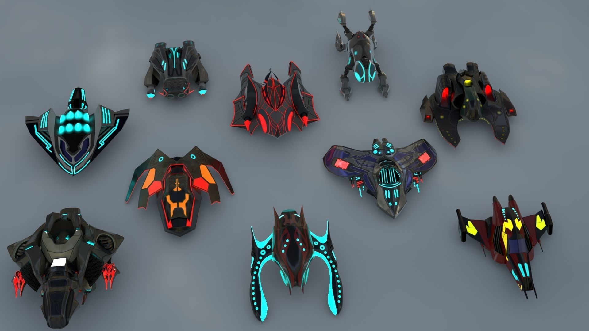 Space fighter collection - PBR  - VR Low-poly 3D model_5