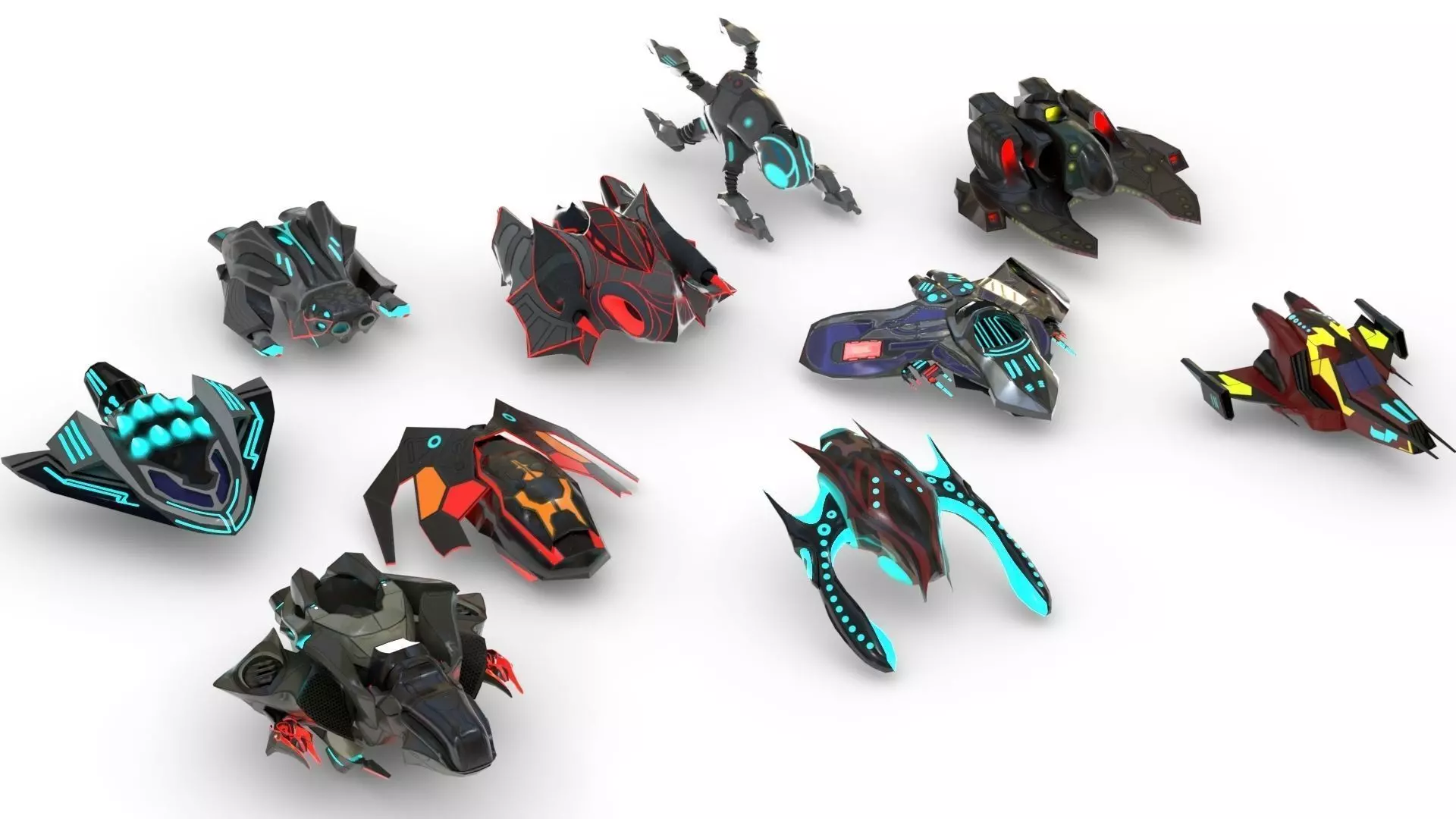Space fighter collection - PBR  - VR Low-poly 3D model_0