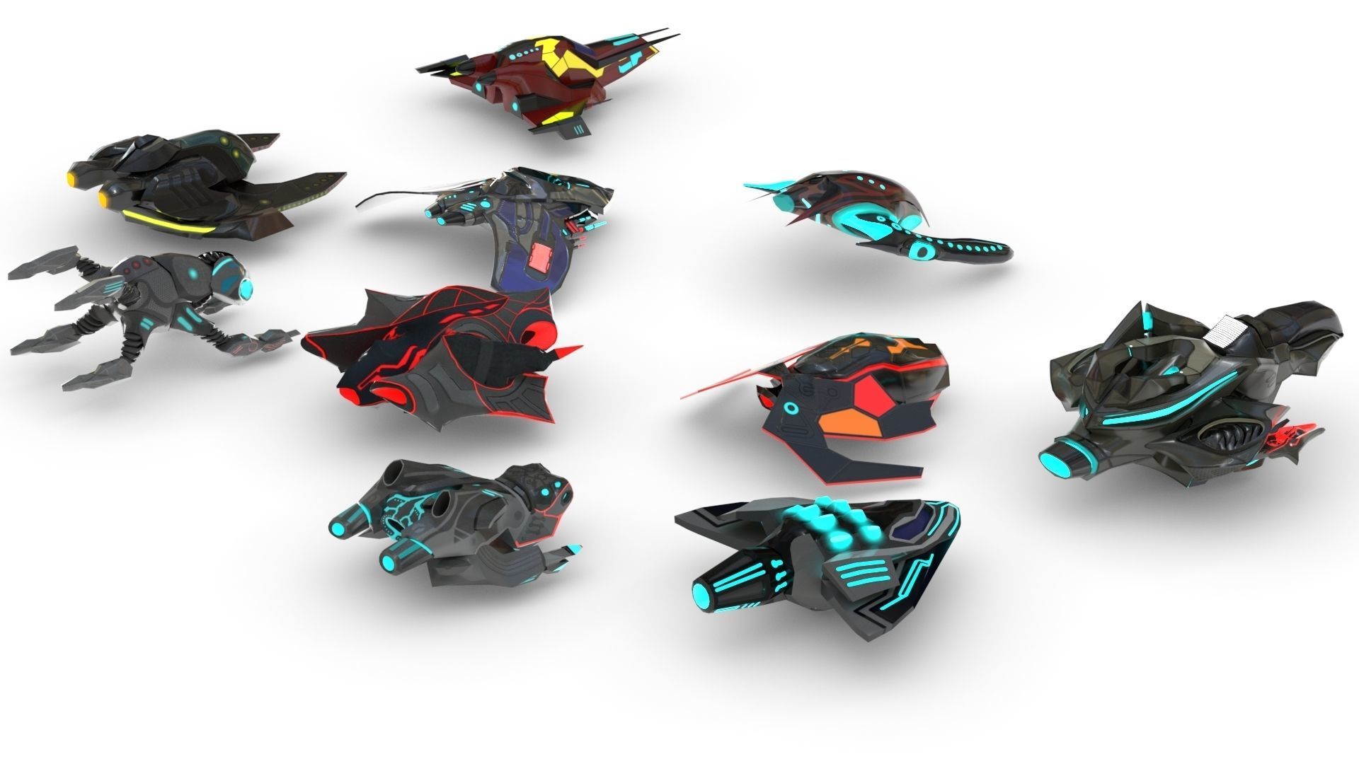 Space fighter collection - PBR  - VR Low-poly 3D model_12
