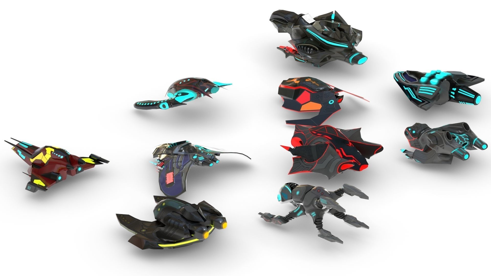 Space fighter collection - PBR  - VR Low-poly 3D model_13
