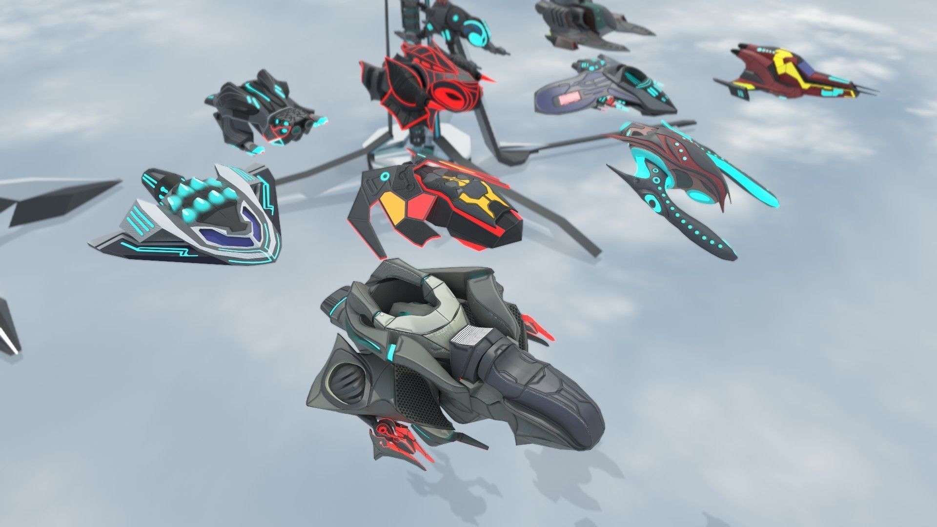 Space fighter collection - PBR  - VR Low-poly 3D model_16