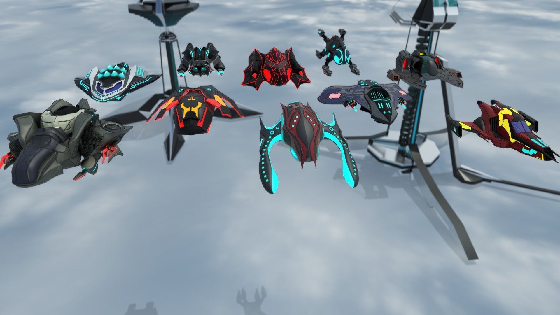 Space fighter collection - PBR  - VR Low-poly 3D model_15