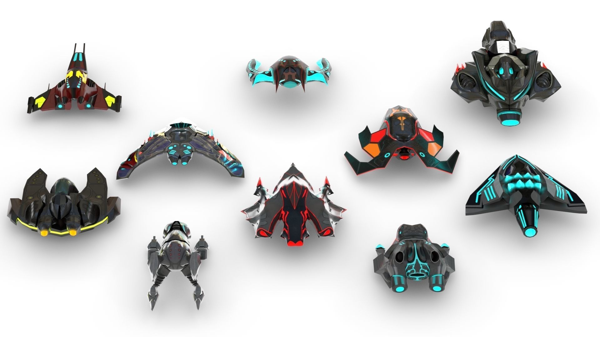 Space fighter collection - PBR  - VR Low-poly 3D model_14