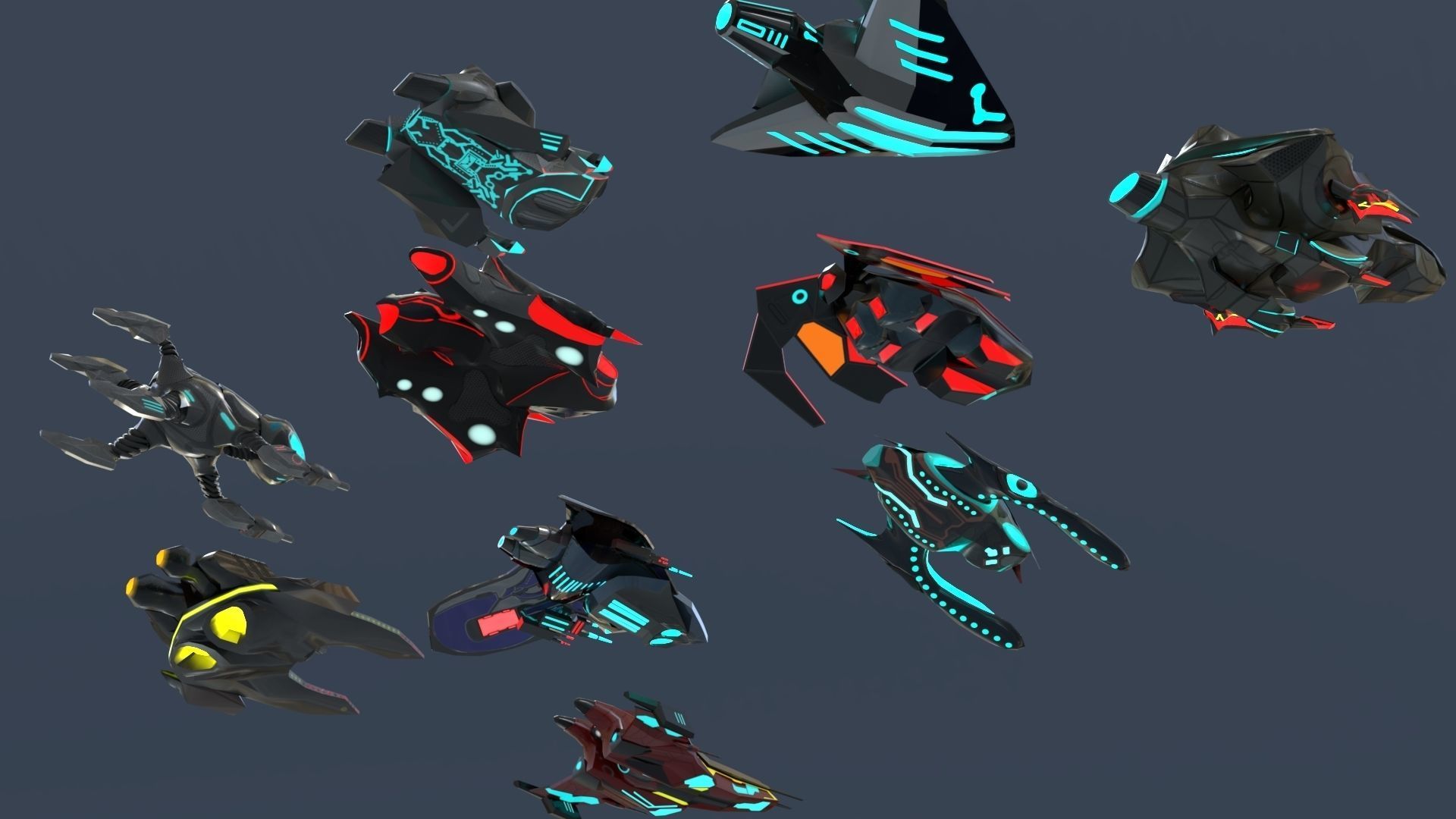 Space fighter collection - PBR  - VR Low-poly 3D model_22
