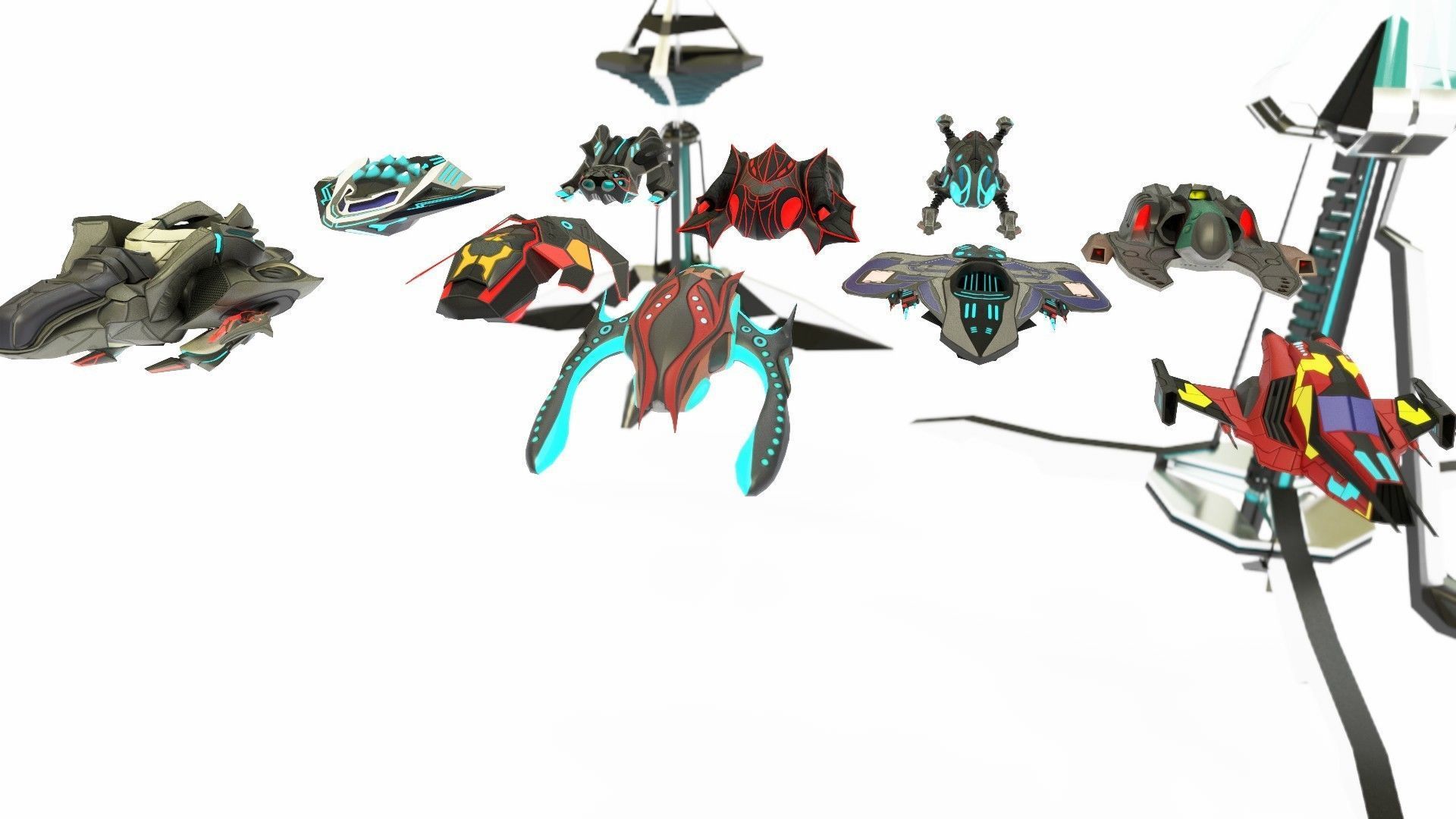 Space fighter collection - PBR  - VR Low-poly 3D model_11