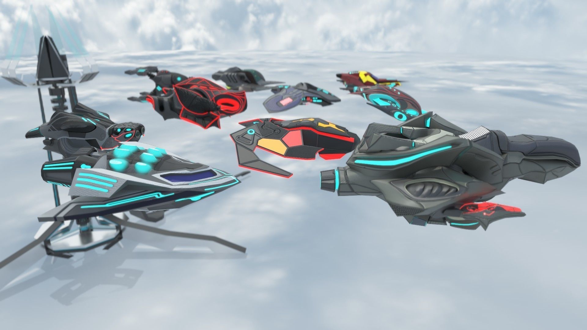 Space fighter collection - PBR  - VR Low-poly 3D model_6