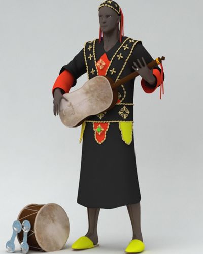 the Gnawa man with musical instrument 3D model