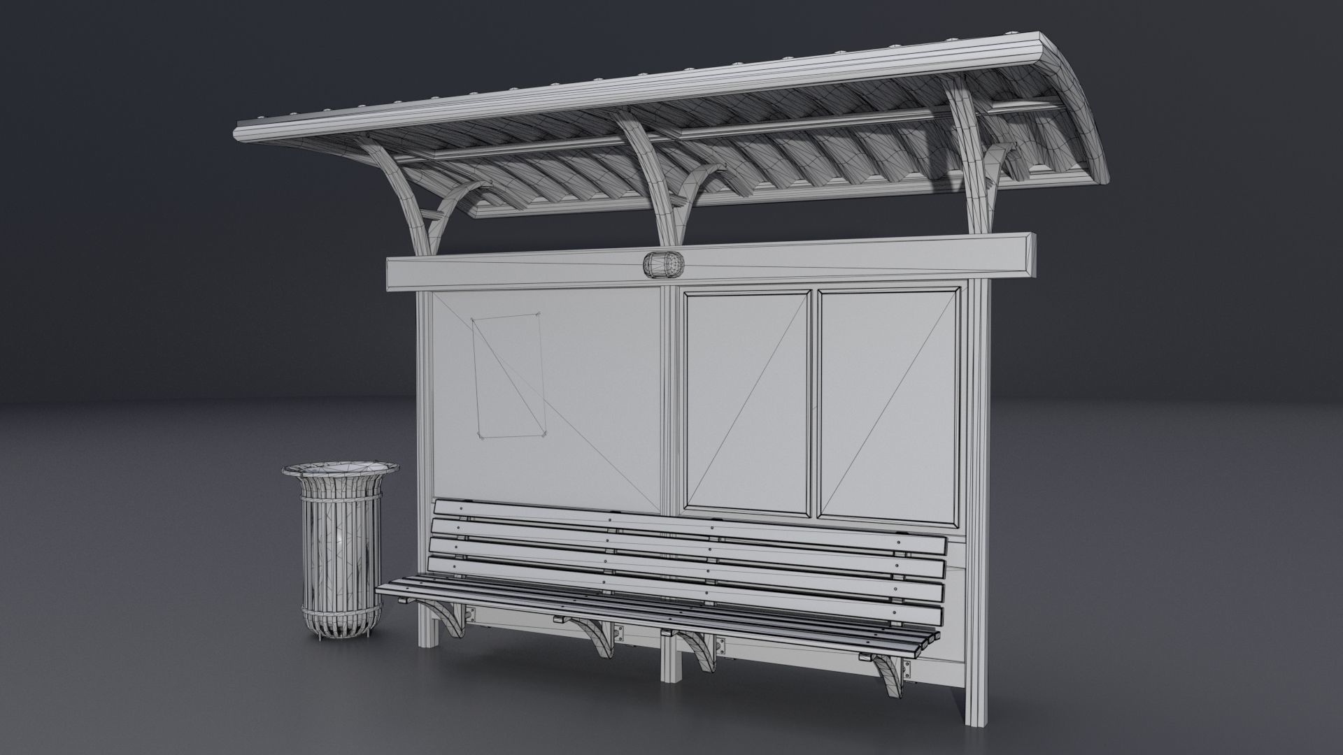 Bus station with trashcan PBR 3D model_8