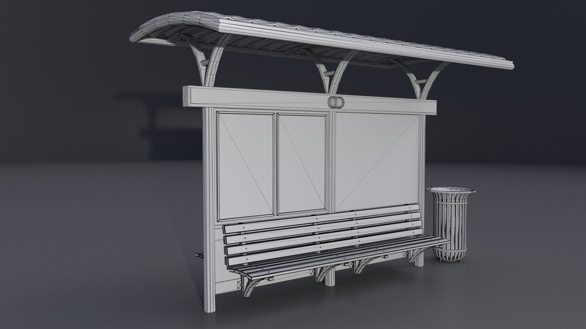 Bus station with trashcan PBR 3D model_10