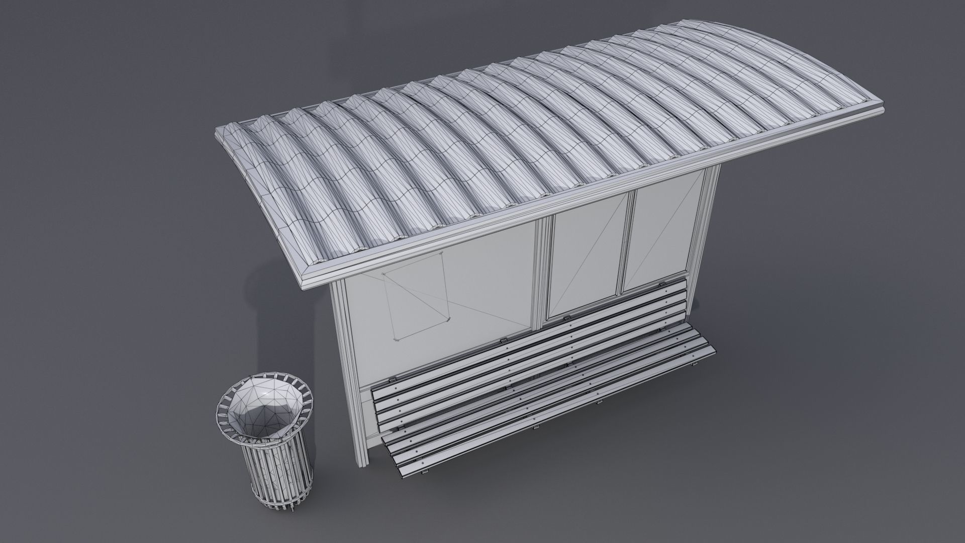 Bus station with trashcan PBR 3D model_11