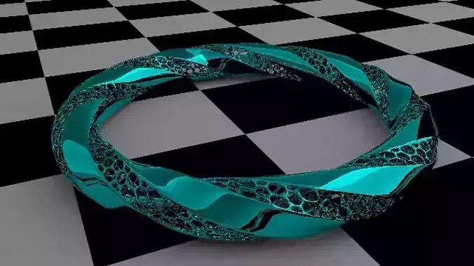 newring turquoise ring on checkered table 3D model