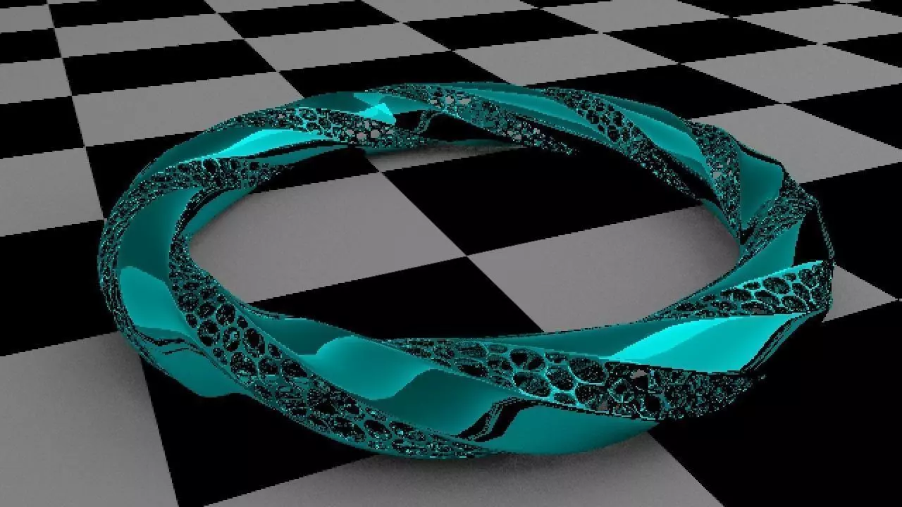 newring turquoise ring on checkered table 3D model_0