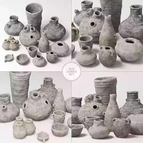 Old dishes set 3D model
