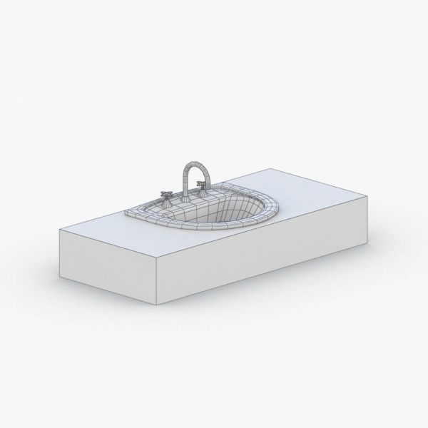 1608 - Sink Low-poly 3D model_2
