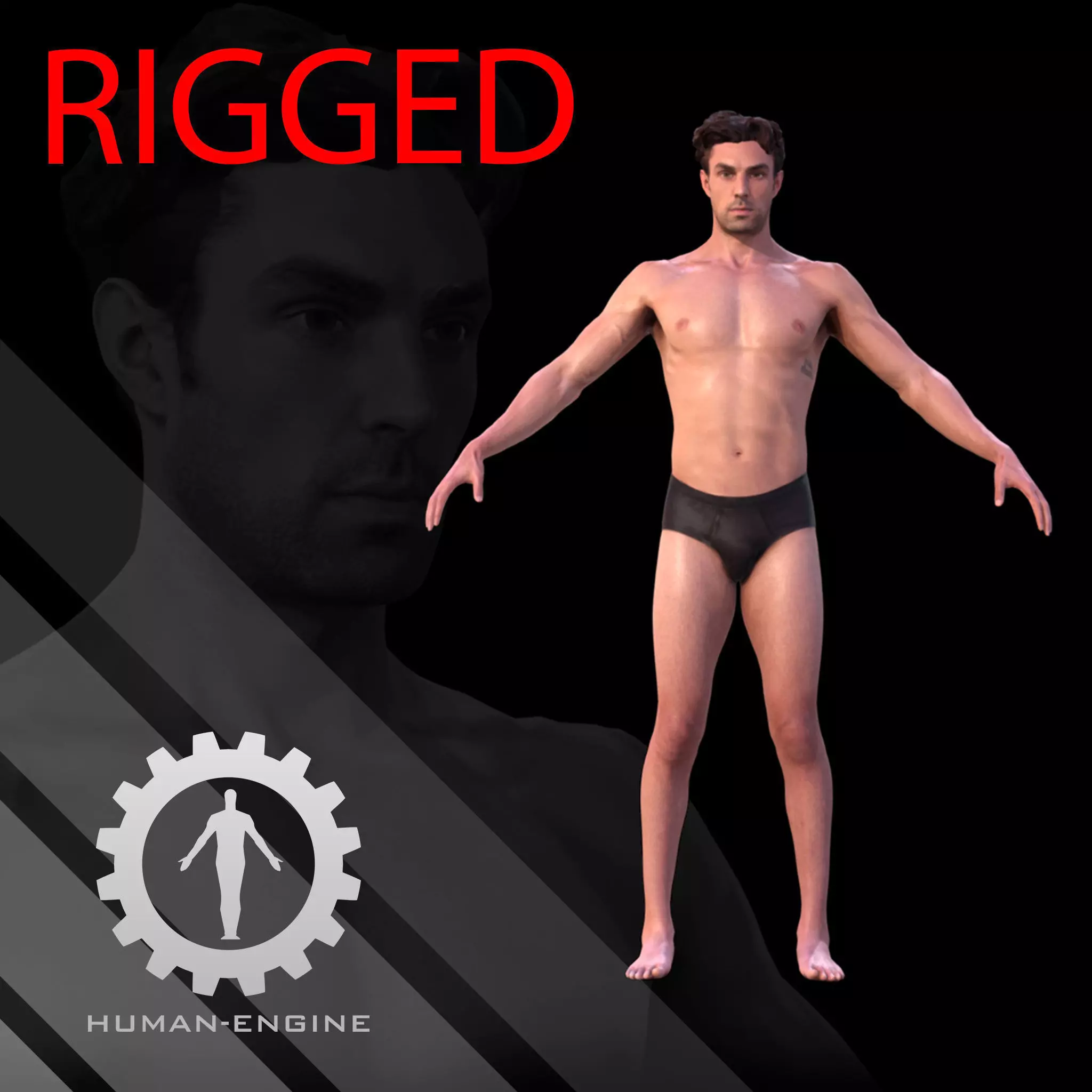 Male Scan - Dan RIGGED Low-poly 3D model_0