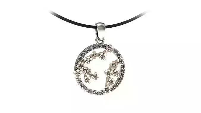 Round pendant with flowers