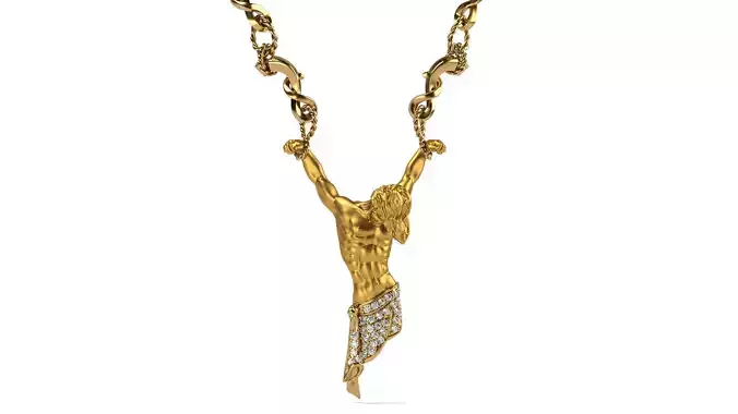Jesus C y C art deco gold and diamond necklace