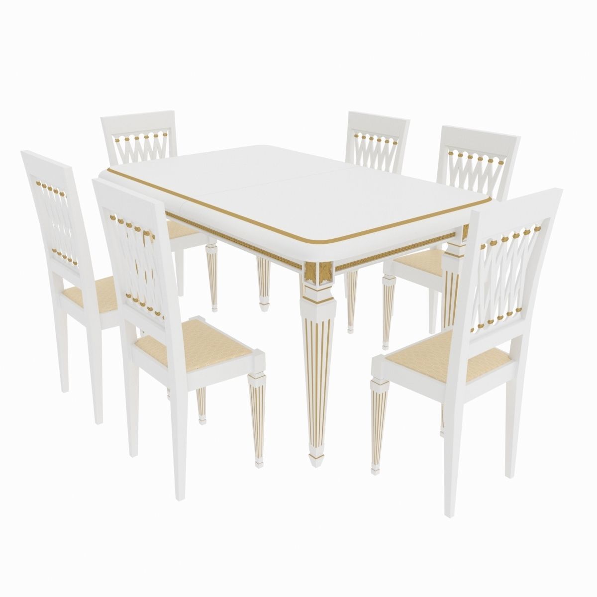 Dining set of classical design Attimec Infinity table and chairs 3D model_1