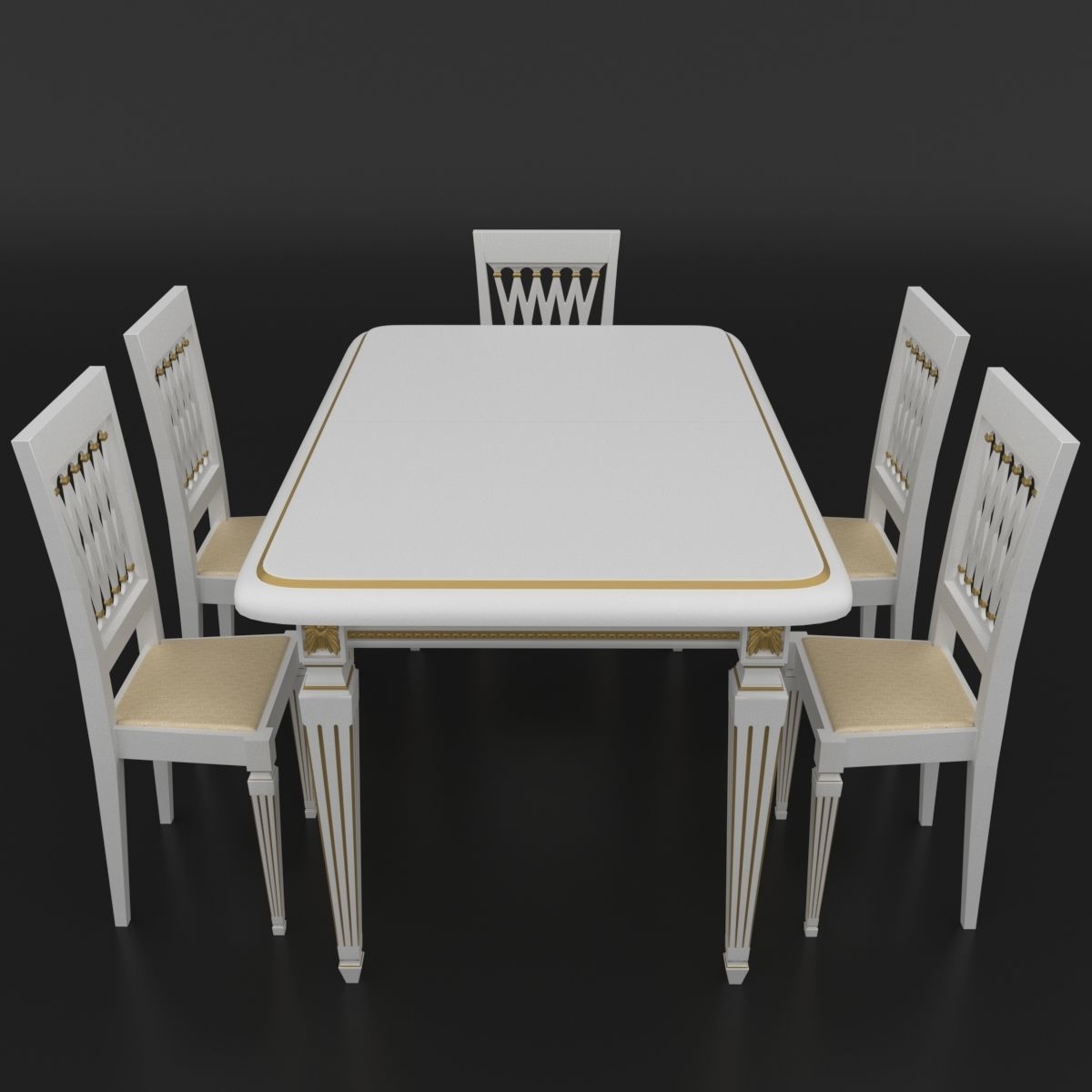 Dining set of classical design Attimec Infinity table and chairs 3D model_3